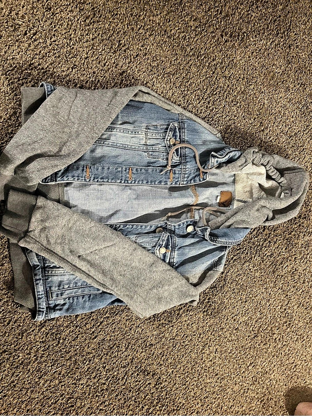 American Eagle Denim & Knit Sleeve Jacket in Blue & Gray